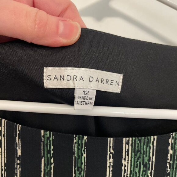 NEW NWT SANDRA DARREN Black Green Teal Geometric Geo Cold Shoulder Cutout Dress - Picture 7 of 16